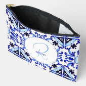 Bruidsmeisje geschenken talavera blauw tegels mono etui (Open)