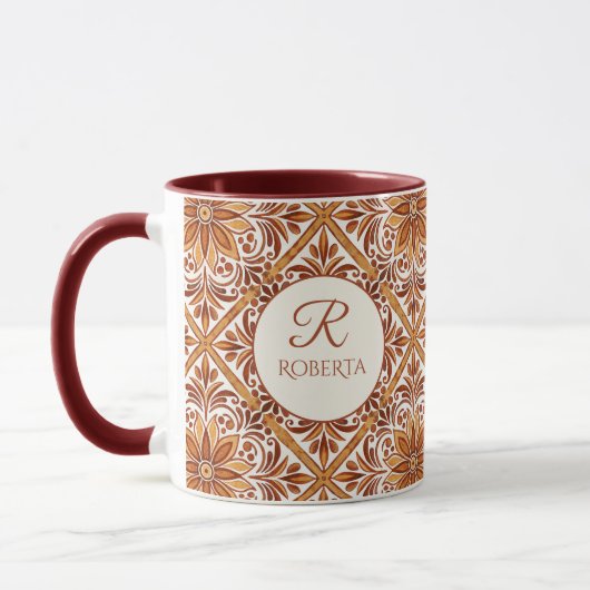 Bruidsmeisje geschenken Terracotta Talavera monogr Mok (Links)