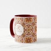 Bruidsmeisje geschenken Terracotta Talavera monogr Mok (Voorkant links)