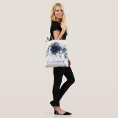 Bruidsmeisje Gift Bruiloft Marineblauw Zilver Tote Bag (Op model)