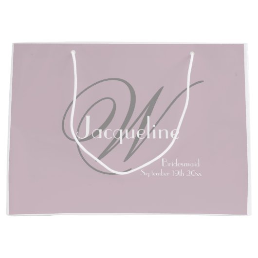 Bruidsmeisje Gift Elegant Monogram + Naam Blush Pi Groot Cadeauzakje (Voorkant)