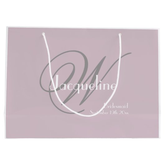 Bruidsmeisje Gift Elegant Monogram + Naam Blush Pi Groot Cadeauzakje (Achterkant)