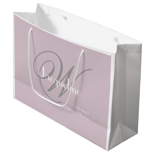 Bruidsmeisje Gift Elegant Monogram + Naam Blush Pi Groot Cadeauzakje (Voorkant Gekanteld)
