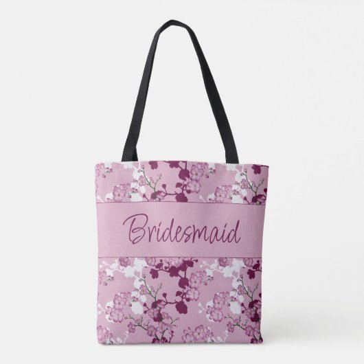 Bruidsmeisje Gift Elegante Roze Kersenbloesems Tote Bag (Achterkant)