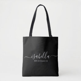 Bruidsmeisje Gift Gepersonaliseerd Zwart Tote Bag