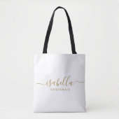 Bruidsmeisje Gift Gold Naam Tote Bag (Voorkant)