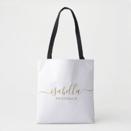 Bruidsmeisje Gift Gold Naam Tote Bag