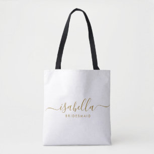 Bruidsmeisje Gift Gold Naam Tote Bag