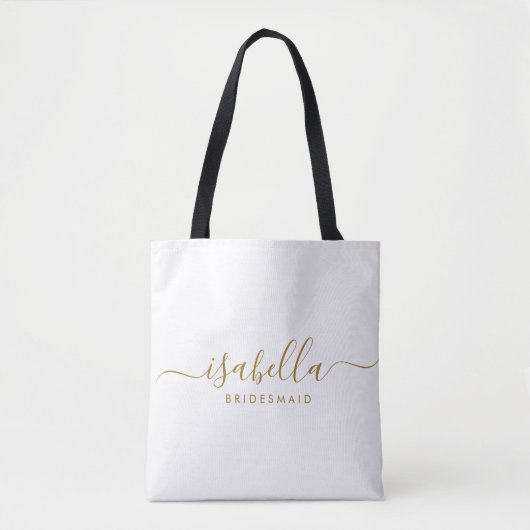 Bruidsmeisje Gift Gold Naam Tote Bag (Voorkant)