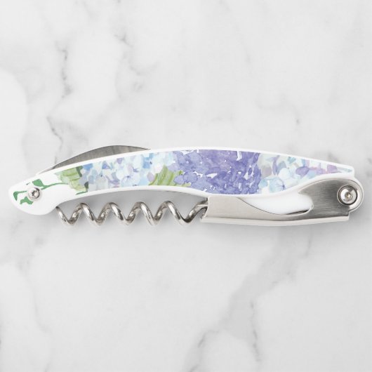 Bruidsmeisje Gift Kurk Schroef - Blauwe Hortensia Kurkentrekker (Achterkant)