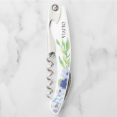 Bruidsmeisje Gift Kurk Schroef - Blauwe Hortensia Kurkentrekker (Voorkant)