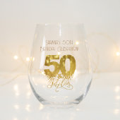 Bruidsmeisje Gift, Modern Elegant Monogram Stemles Wijnglas Zonder Voet
