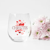 Bruidsmeisje Gift, Modern Elegant Monogram Wijnglas Zonder Voet