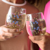 Bruidsmeisje Gift, Modern Elegant Monogram Wijnglas Zonder Voet