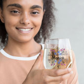 Bruidsmeisje Gift, Modern Elegant Monogram Wijnglas Zonder Voet