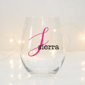 Bruidsmeisje Gift, Modern Elegant Monogram Wijnglas Zonder Voet