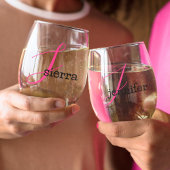 Bruidsmeisje Gift, Modern Elegant Monogram Wijnglas Zonder Voet