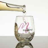 Bruidsmeisje Gift, Modern Elegant Monogram Wijnglas Zonder Voet