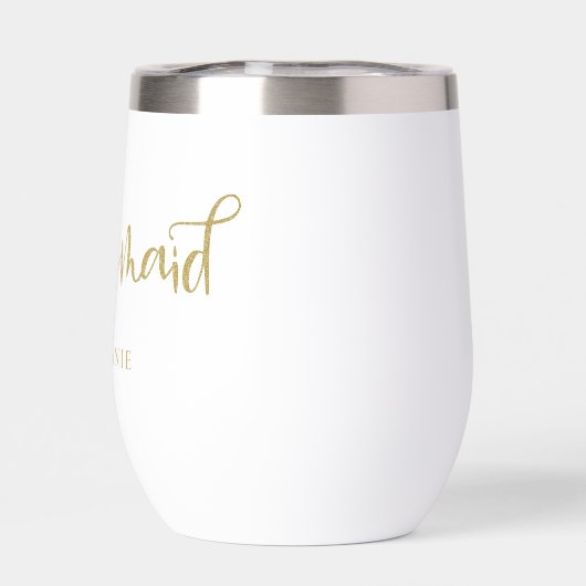 Bruidsmeisje Gift Naam Gouden Faux Glitter Tekst (Achterkant)