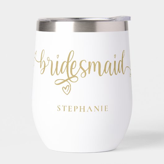 Bruidsmeisje Gift Naam Gouden Kalligrafie Harten (Links)