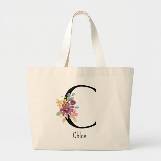 Bruidsmeisje Gift Wilde Bloem Alfabet C Canvas tas (Voorkant)