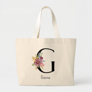 Bruidsmeisje Gift Wilde Bloem Alfabet G Canvas tas