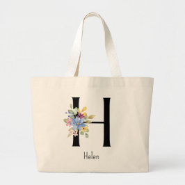 Bruidsmeisje Gift Wilde Bloem Alfabet H Canvas tas
