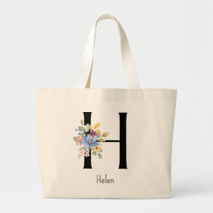 Bruidsmeisje Gift Wilde Bloem Alfabet H Canvas tas