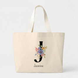 Bruidsmeisje Gift Wilde Bloem Alfabet J Canvas tas