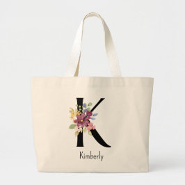 Bruidsmeisje Gift Wilde Bloem Alfabet K Canvas tas