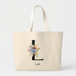Bruidsmeisje Gift Wilde Bloem Alfabet L Canvas tas