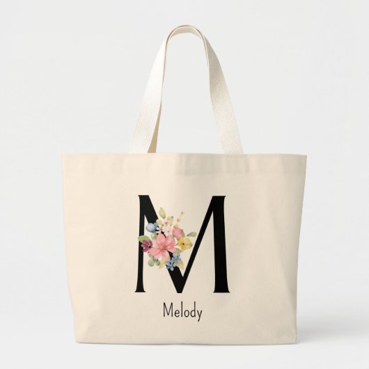 Bruidsmeisje Gift Wilde Bloem Alfabet M Canvas tas (Voorkant)