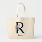 Bruidsmeisje Gift Wilde Bloem Alfabet R Canvas tas (Voorkant)
