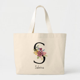 Bruidsmeisje Gift Wilde Bloem Alfabet S Canvas tas