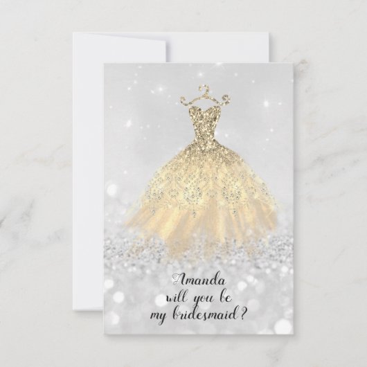 Bruidsmeisje Glitter Diamant Jurk Prinses Kaart (Voorkant)