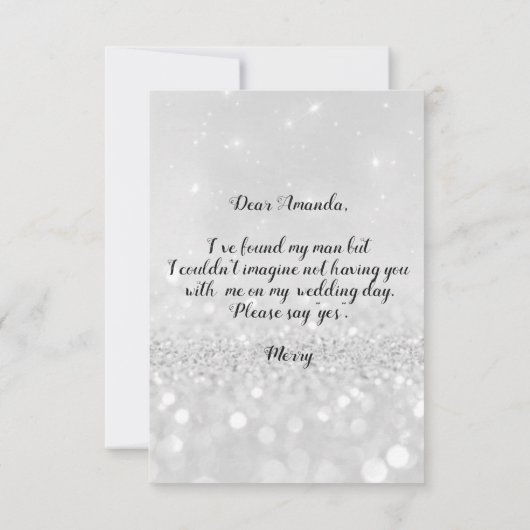 Bruidsmeisje Glitter Diamant Jurk Prinses Kaart (Achterkant)