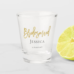 Bruidsmeisje Gold Script / Naam / Trouwdatum / Gif Shot Glas