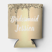 Bruidsmeisje Goud Druppel Glitter Elegante Bruilof Blikjeskoeler (Voorkant)