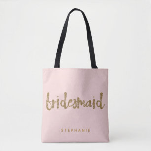 Bruidsmeisje Gouden Glitter Blush Pink Tote Bag