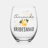 Bruidsmeisje Gouden Glitter Geo Sinaasappel Bloeme Wijnglas Zonder Voet (Voorkant)