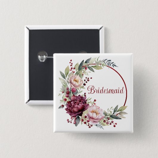 Bruidsmeisje gunstgeschenk vierkante button 5,1 cm (Voorkant /achterkant)