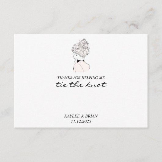Bruidsmeisje Haarstropdas Scrunchie Houder Informatiekaartje (Voorkant)