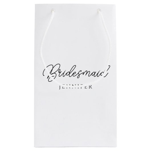bruidsmeisje handgeschreven script aangepaste naam klein cadeauzakje (Achterkant)