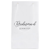 bruidsmeisje handgeschreven script aangepaste naam klein cadeauzakje (Voorkant)