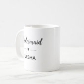 bruidsmeisje hart script kalligrafie bruids partij koffiemok (Voorkant links)