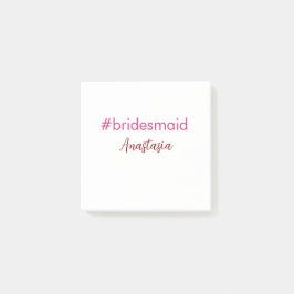 Bruidsmeisje hashtag licht roze voeg naam bruid tr post-it® notes