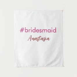 Bruidsmeisje hashtag lichtroze naam bruid toevoege wandkleed