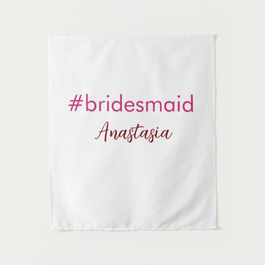 Bruidsmeisje hashtag lichtroze naam bruid toevoege wandkleed (Voorkant)