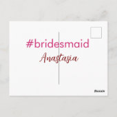 Bruidsmeisje hashtag lichtroze voeg naam bruid sta briefkaart (Achterkant)