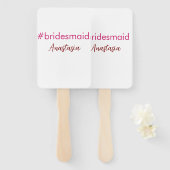 Bruidsmeisje hashtag lichtroze voeg naam bruid sta handwaaier (Voorkant en achterkant)